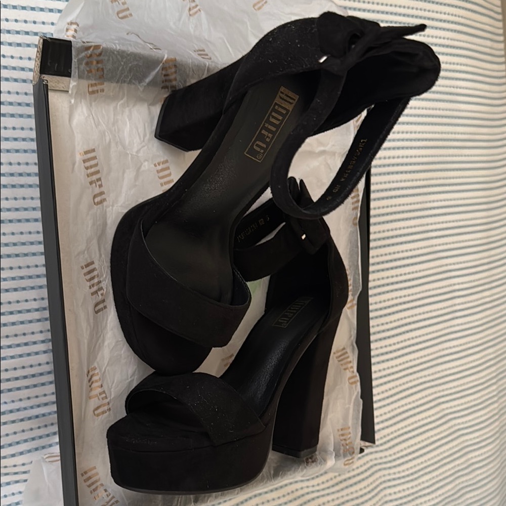Aldo Black Stiletto Heels with Ankle Strap